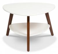 Стол журнальный CAROLL МДФ/дерево, 77*78*50 см, Белый (ножки орех)