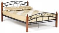 Кровать AT-8077 дерево гевея/металл, 140*200 см (Double bed), красный дуб/черный фото Кровать AT-8077 дерево гевея/металл, 140*200 см (Double bed), красный дуб/черный. Фото №1