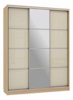 Бассо 2-600 с зеркалом (полки слева) дуб сонома/крем фото Бассо 2-600 с зеркалом (полки слева) дуб сонома/крем