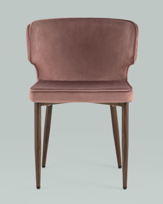 Стул Матео велюр пыльно-розовый ножки дерево. Фото