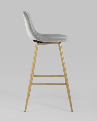 Стул барный Валенсия велюр серый ножки цвет дерево фото Стул барный Валенсия велюр серый ножки цвет дерево. Фото №4