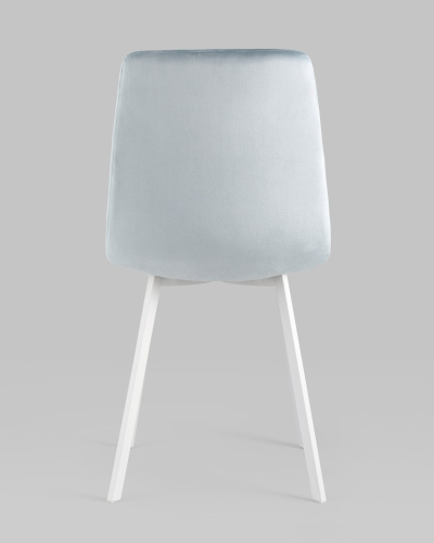 Стул Chilly велюр серо-голубой ножки белые. Фото №6