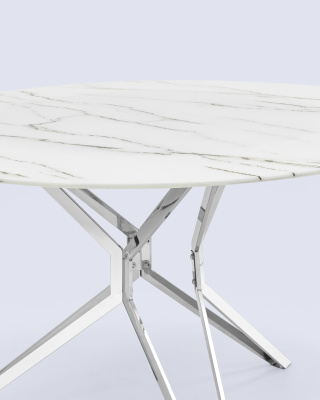 Стол обеденный Балтимор D120 белый стеклянный. Фото