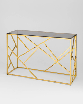 Консоль АРТ ДЕКО 120х40 золото стекло smoke. Фото