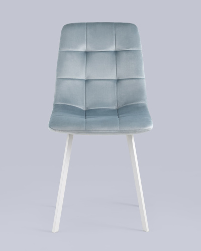 Стул Chilly велюр серо-голубой ножки белые. Фото №5