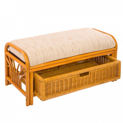 Пуф с подушкой цвет каркаса Коньячный, цвет подушки сиденья Бежевый. Фото №2