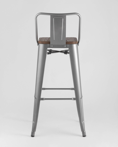 Стул барный TOLIX WOOD со спинкой серебристый матовый. Фото №7