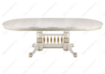 Стол деревянный Кантри молочный с золотой патиной. Фото №4