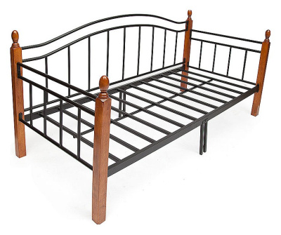 Кровать LANDLER дерево гевея/металл, 90*200 см (Day bed), красный дуб/черный фото Кровать LANDLER дерево гевея/металл, 90*200 см (Day bed), красный дуб/черный. Фото №2