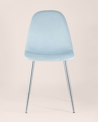 Стул Валенсия велюр пыльно-голубой хромированные ножки. Фото