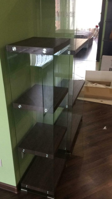 Стеллаж F-049-125H  прозрачный/коричневый. Фото №5