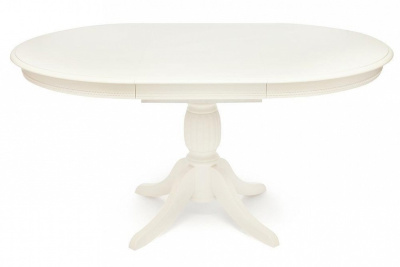 Стол обеденный LEONARDO (Леонардо) дерево гевея/мдф, 1067x1067+457x760, pure white (402). Фото