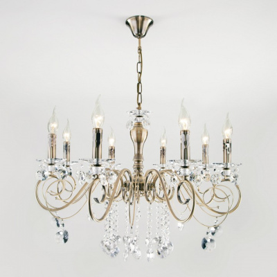Подвесная люстра Eurosvet Ravenna 10104/8 античная бронза/прозрачный хрусталь Strotskis фото Подвесная люстра Eurosvet Ravenna 10104/8 античная бронза/прозрачный хрусталь Strotskis. Фото №2
