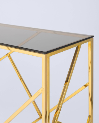 Консоль АРТ ДЕКО 120х40 золото стекло smoke. Фото