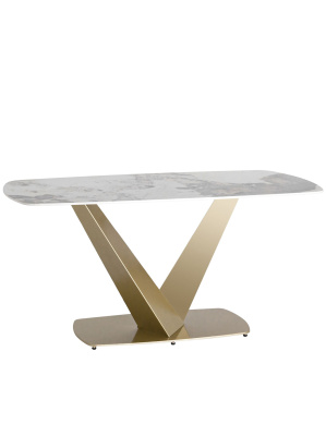 Стол обеденный Аврора 160*90 керамика светлая. Фото №2