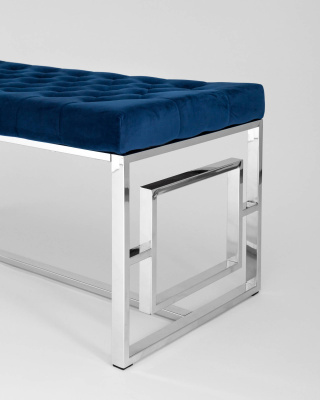 Банкетка-скамейка БРУКЛИН велюр синий сталь серебро фото Банкетка-скамейка БРУКЛИН велюр синий сталь серебро. Фото №5