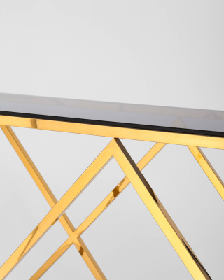 Консоль ИНСИГНИЯ 120*40 золото стекло smoke. Фото