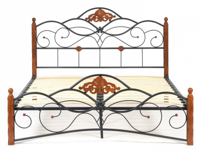 Кровать CANZONA Wood slat base дерево гевея/металл, 160*200 см (Queen bed), красный дуб/черный фото Кровать CANZONA Wood slat base дерево гевея/металл, 160*200 см (Queen bed), красный дуб/черный. Фото №2