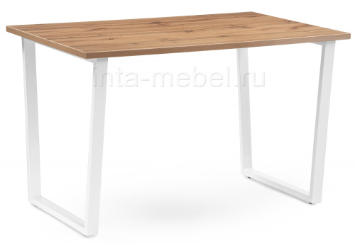 Стол деревянный Лота Лофт 120 25 мм дуб вотан / белый матовый. Фото №1